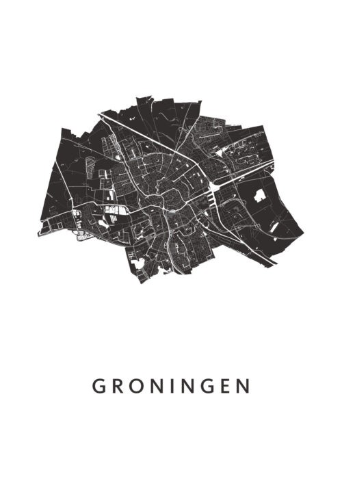 Groningen White Stadskaart Poster Kopen