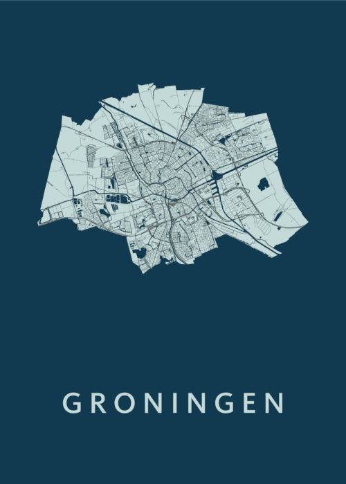 Groningen Navy Stadskaart Poster Kopen