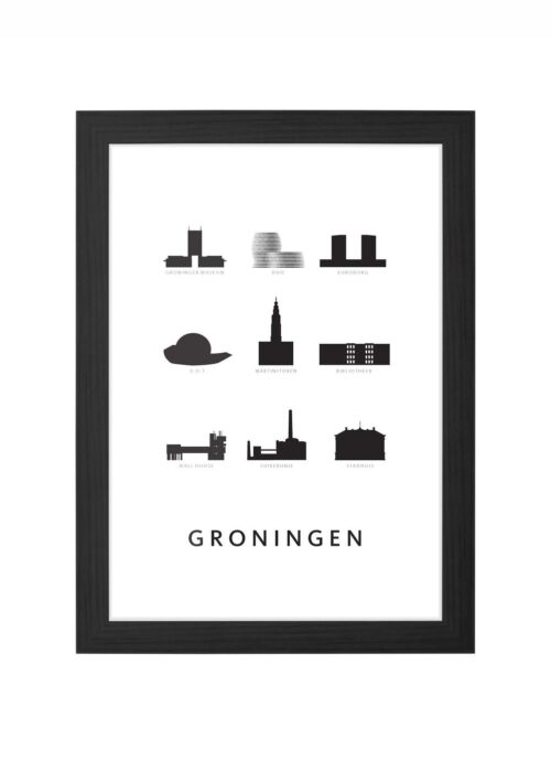 Groningen - Architectuur Print ingelijst in zwarte lijst