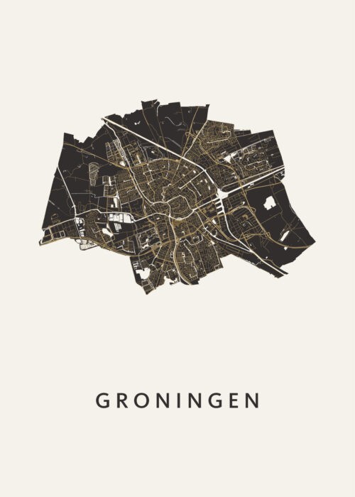 Groningen Khaki Stadskaart Poster Kopen
