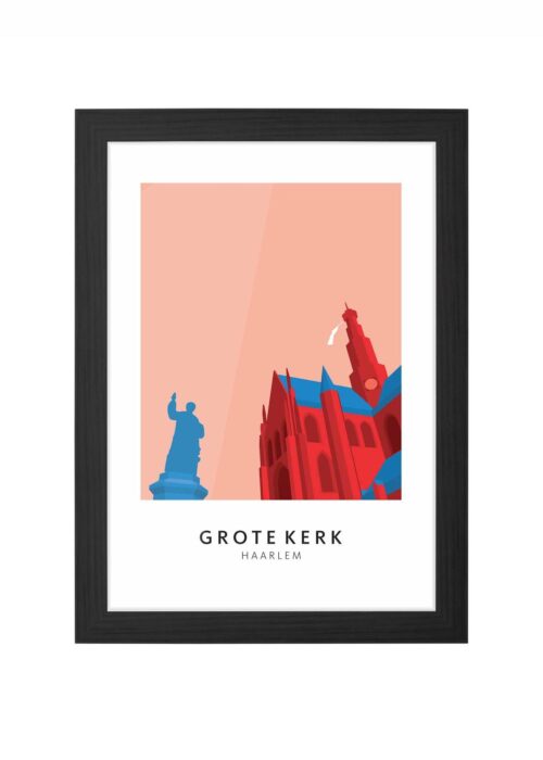 grote kerk stadsgezicht poster ingelijst in zwarte lijst