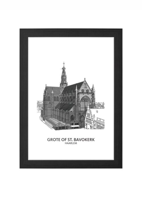grote of st. lijntekening poster ingelijst in zwarte lijst