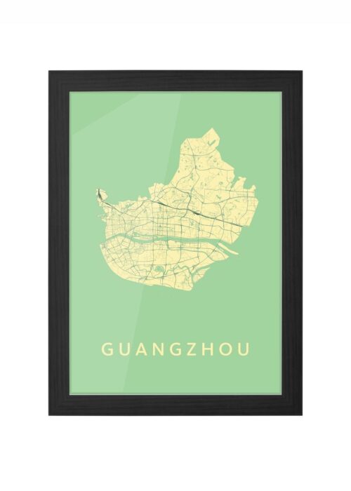 guangzhou stadskaart poster ingelijst in zwarte lijst