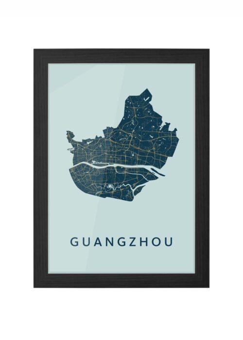 guangzhou stadskaart poster ingelijst in zwarte lijst