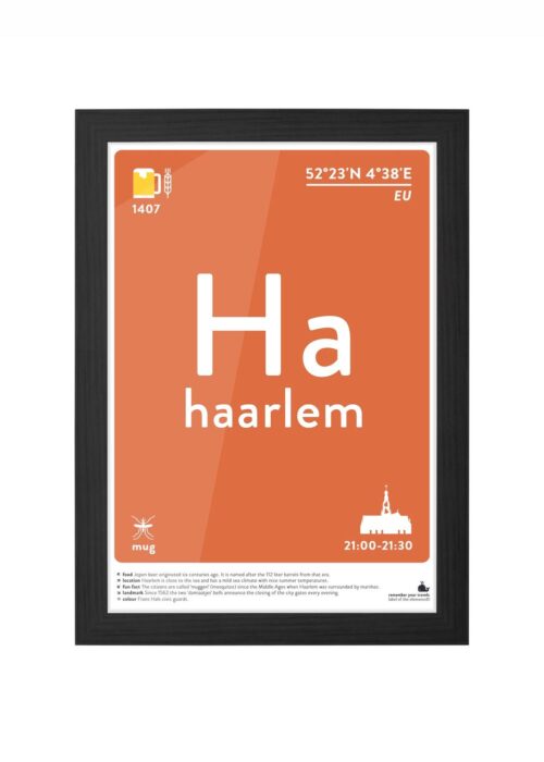 haarlem typografie poster ingelijst in zwarte lijst