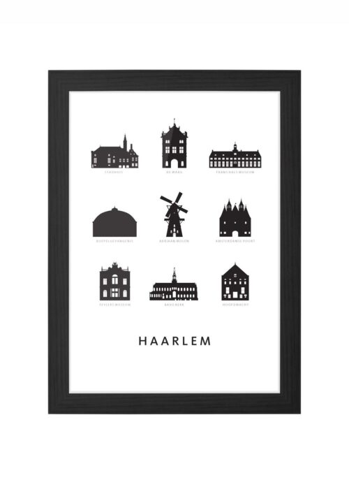 Haarlem - Architectuur Print ingelijst in zwarte lijst