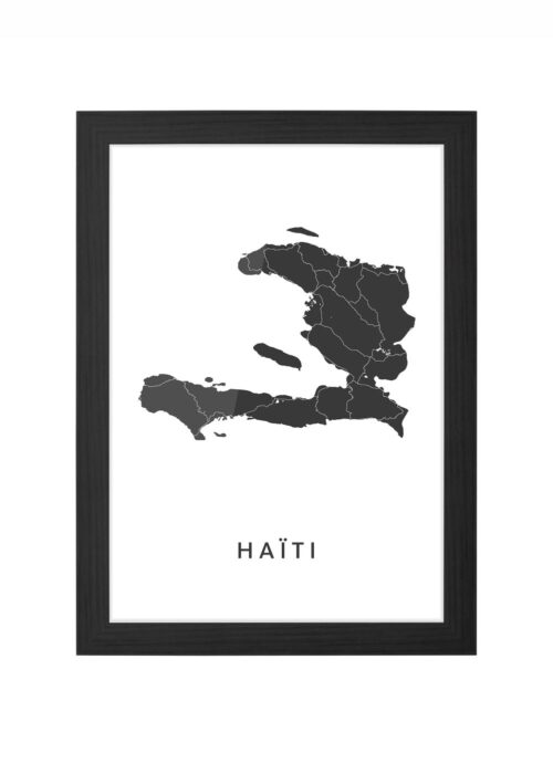 haïti landkaart poster ingelijst in zwarte lijst