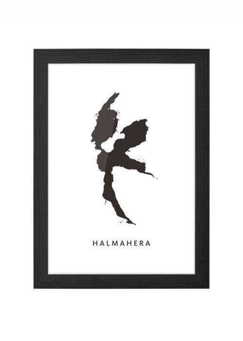 halmahera eilandkaart poster ingelijst in zwarte lijst
