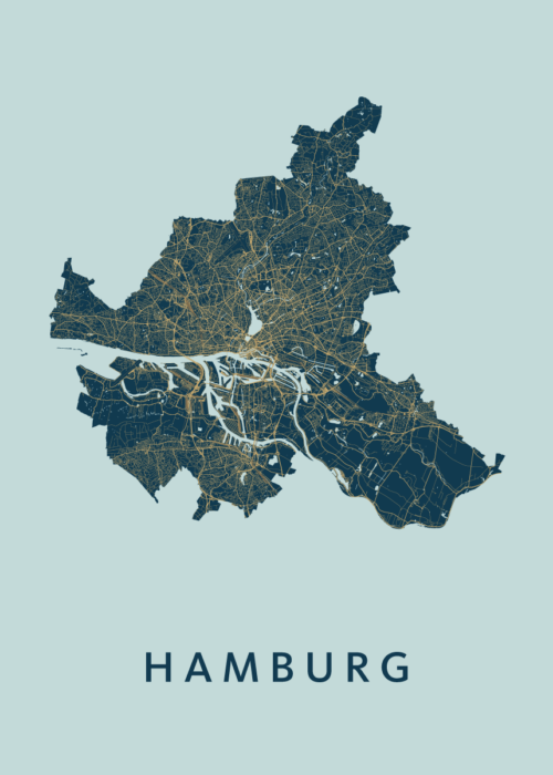 Hamburg Stadskaart - Prussian poster