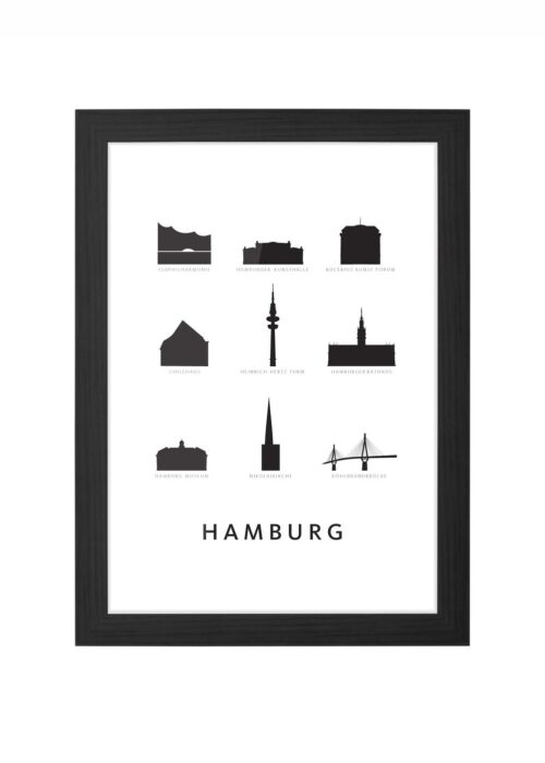 Hamburg - Architectuur Print ingelijst in zwarte lijst
