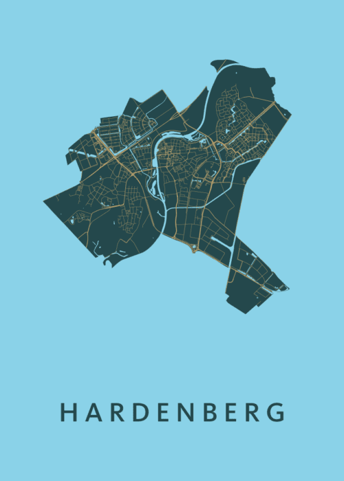 Hardenberg Azure Stadskaart Poster Kopen