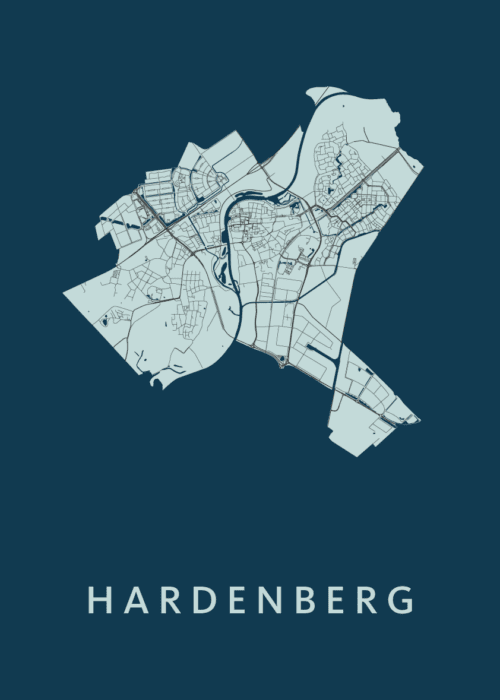 Hardenberg Navy Stadskaart Poster Kopen