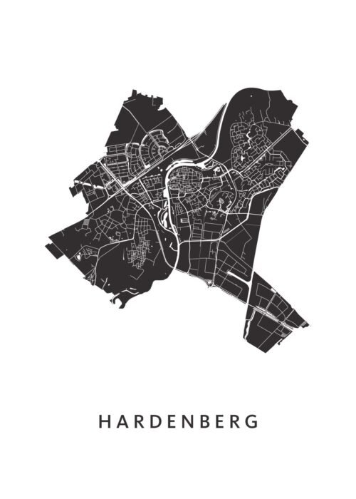 Hardenberg White Stadskaart Poster Kopen