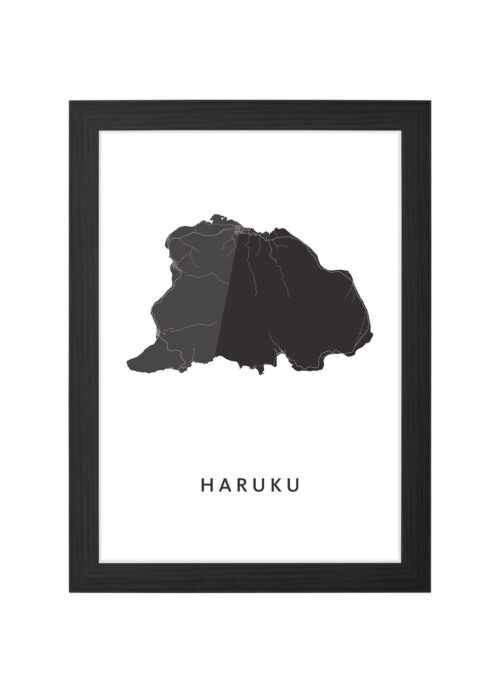 haruku eilandkaart poster ingelijst in zwarte lijst