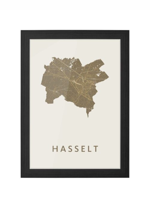 Hasselt (B) Gold Ingelijst in Zwart lijst Kopen | Kunst in Kaart