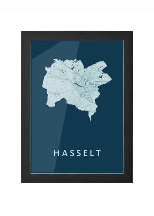Hasselt (B) Feldgrau Ingelijst in Zwart lijst Kopen | Kunst in Kaart