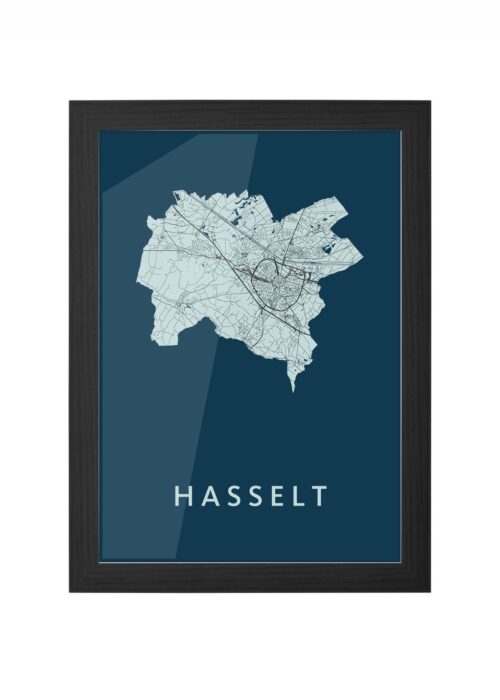 Hasselt (B) Navy Ingelijst in Zwart lijst Kopen | Kunst in Kaart