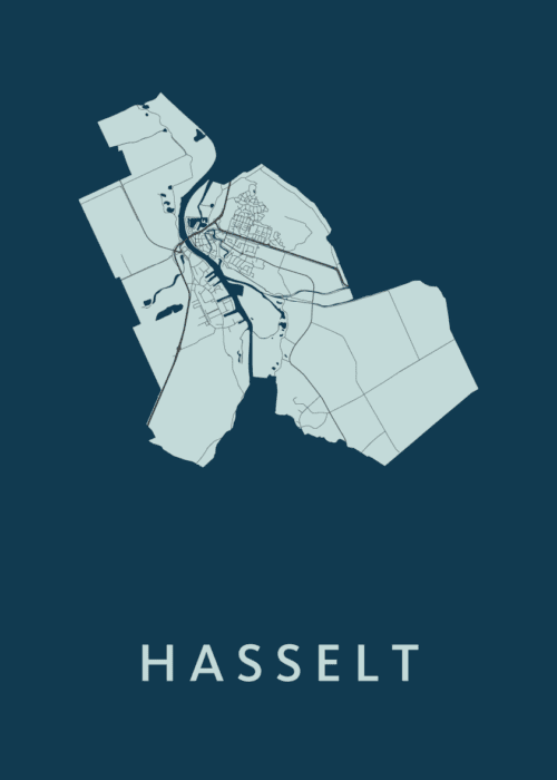 Hasselt Navy Stadskaart Poster Kopen
