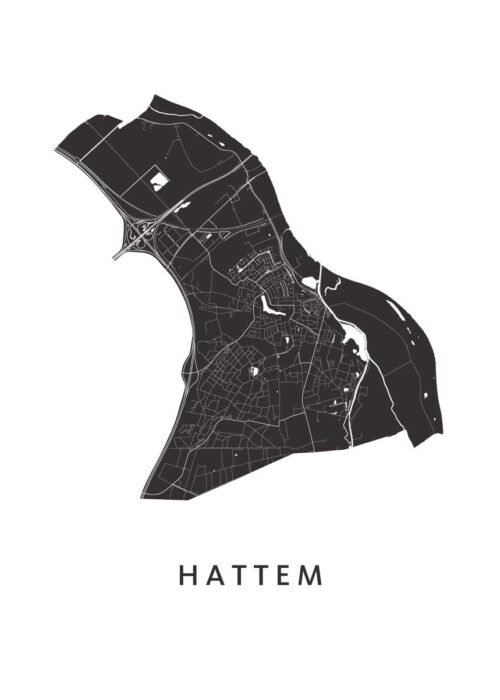 Hattem White Stadskaart Poster Kopen