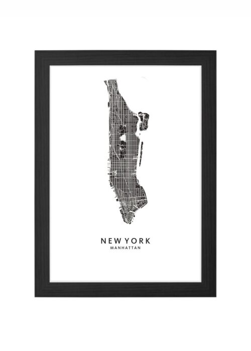 new york stadskaart poster kopen ingelijst in zwarte lijst