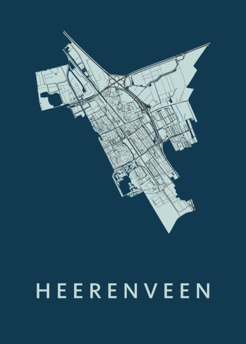 Heerenveen Stadskaart poster Navy