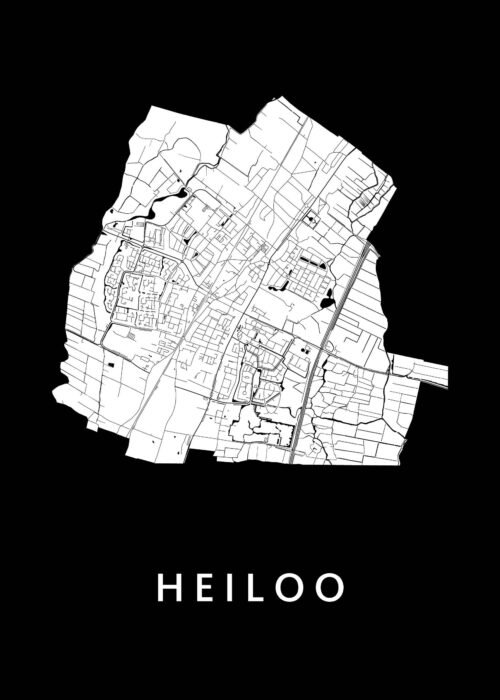 Heiloo Black Stadskaart Poster Kopen
