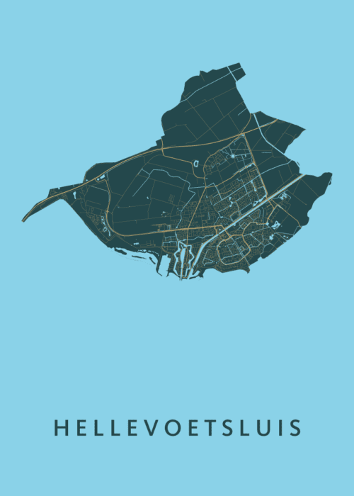 Hellevoetsluis Azure Stadskaart Poster Kopen