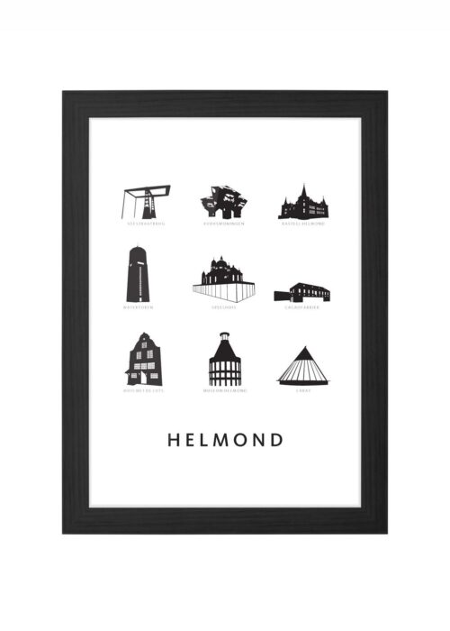 Helmond - Architectuur Print ingelijst in zwarte lijst