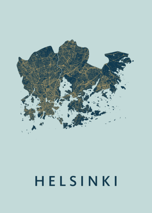 Helsinki Prussian Stadskaart Poster Kopen
