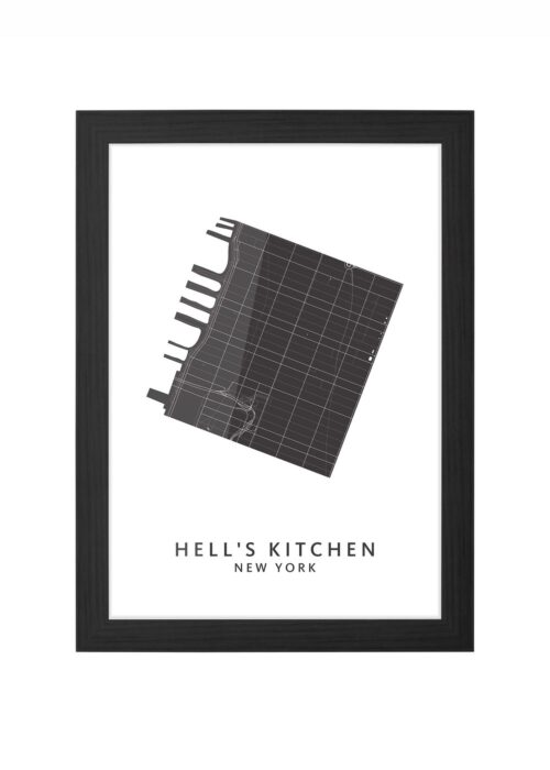 hell's kitchen wijkkaart new york ingelijst in zwarte lijst