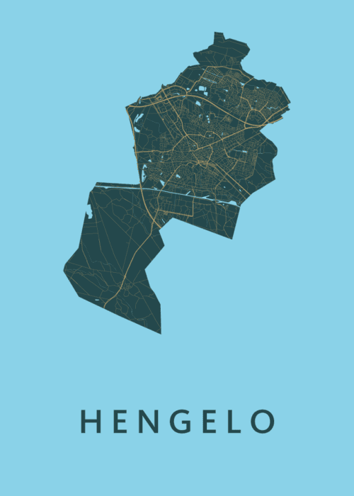 Hengelo Azure Stadskaart Poster Kopen