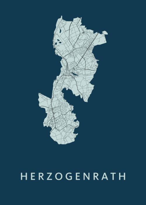 Herzogenrath Navy Stadskaart Poster Kopen