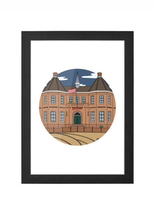het kasteel icoon print poster ingelijst in zwarte lijst