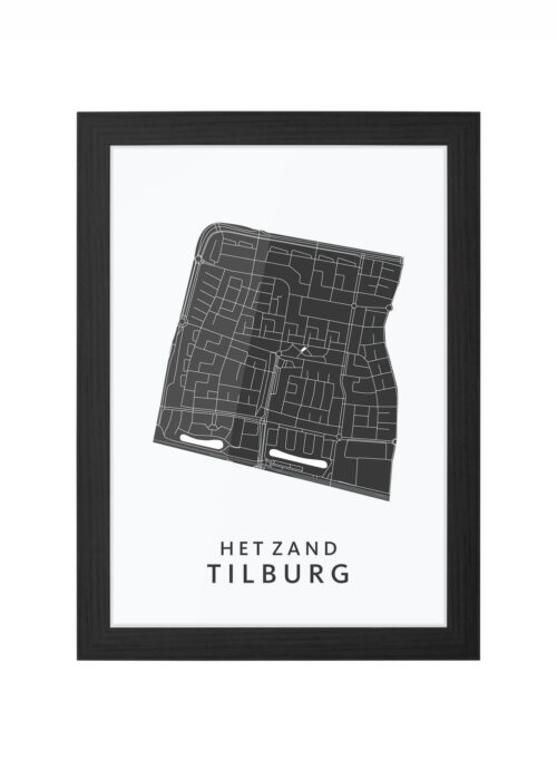 het zand wijkkaart tilburg ingelijst in zwarte lijst
