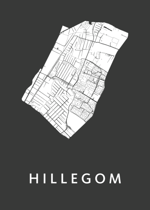 Hillegom Black Stadskaart Poster Kopen