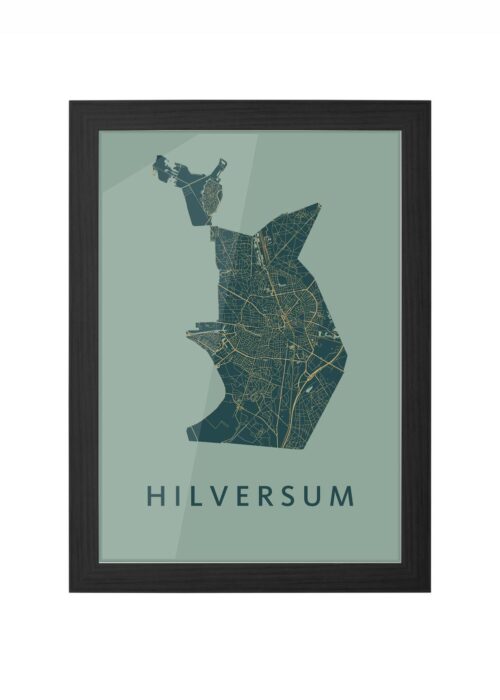 hilversum stadskaart poster ingelijst in zwarte lijst