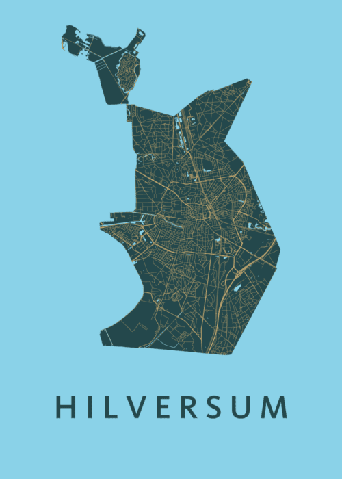 Hilversum Stadskaart poster Azure