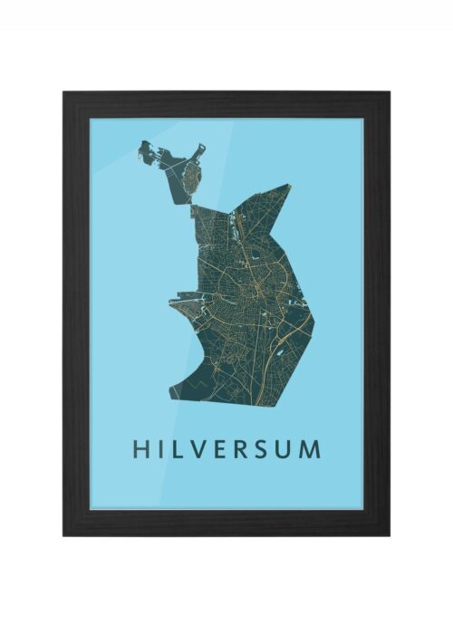 hilversum stadskaart poster ingelijst in zwarte lijst