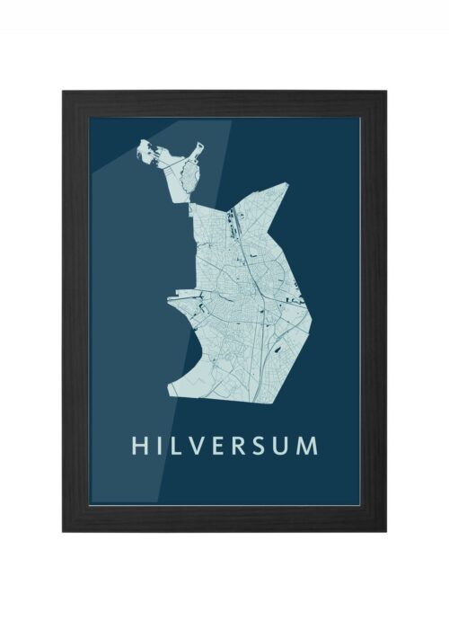 hilversum stadskaart poster ingelijst in zwarte lijst