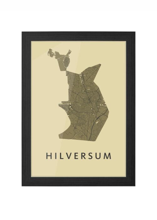 hilversum stadskaart poster ingelijst in zwarte lijst