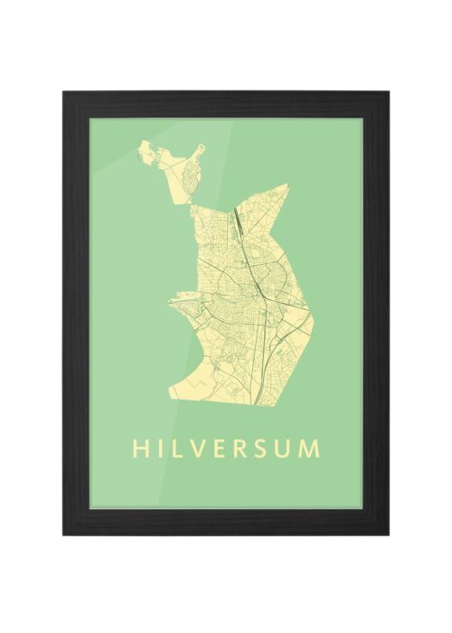 hilversum stadskaart poster ingelijst in zwarte lijst