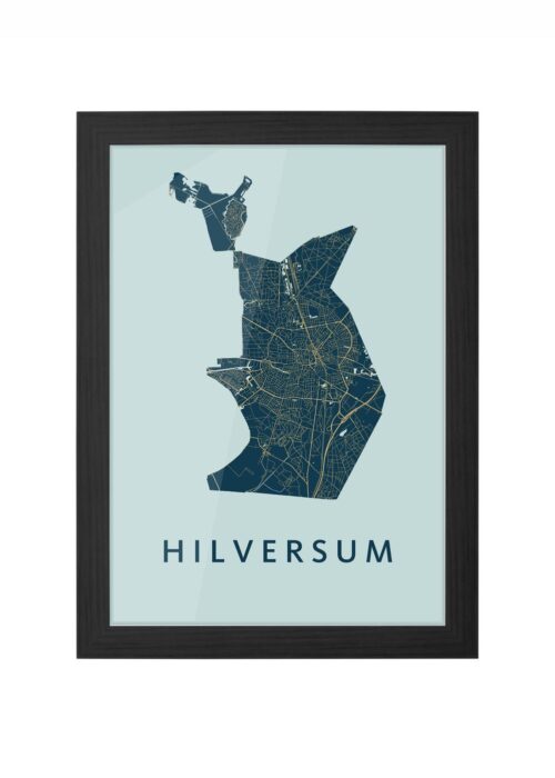 hilversum stadskaart poster ingelijst in zwarte lijst
