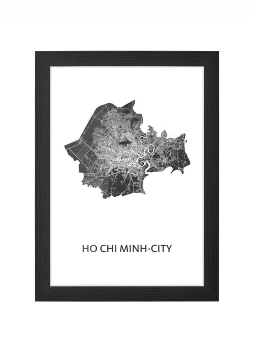 Ho Chi Minh-City Ingelijst in Zwart lijst Kopen | Kunst in Kaart