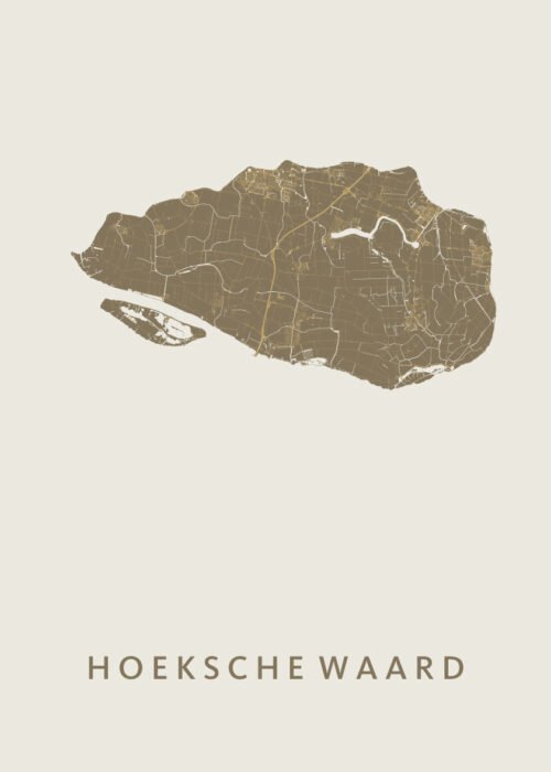 Hoeksche Waard Regiokaart Gold poster