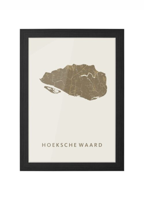 hoeksche waard regiokaart gold stadskaart poster ingelijst in zwarte lijst