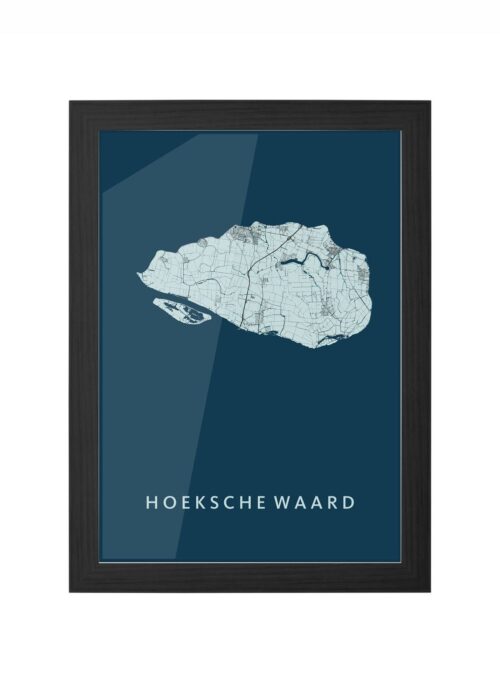 hoeksche waard regiokaart navy stadskaart poster ingelijst in zwarte lijst