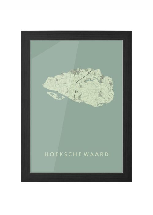 hoeksche waard regiokaart olive stadskaart poster ingelijst in zwarte lijst