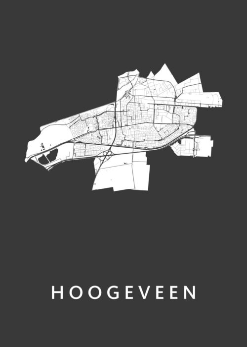 Hoogeveen Black Stadskaart Poster Kopen