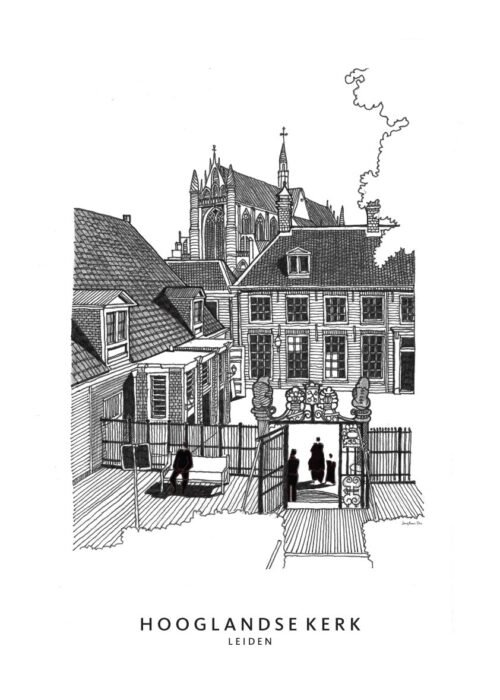 Hooglandse Kerk - Leiden lijntekening print