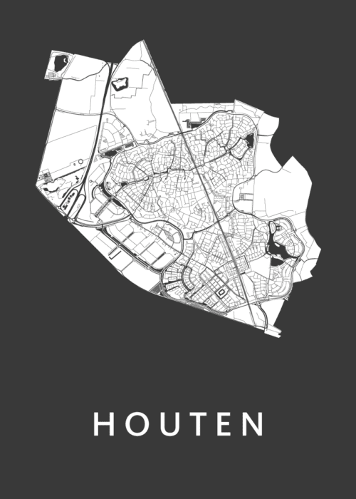 Houten Black Stadskaart Poster Kopen